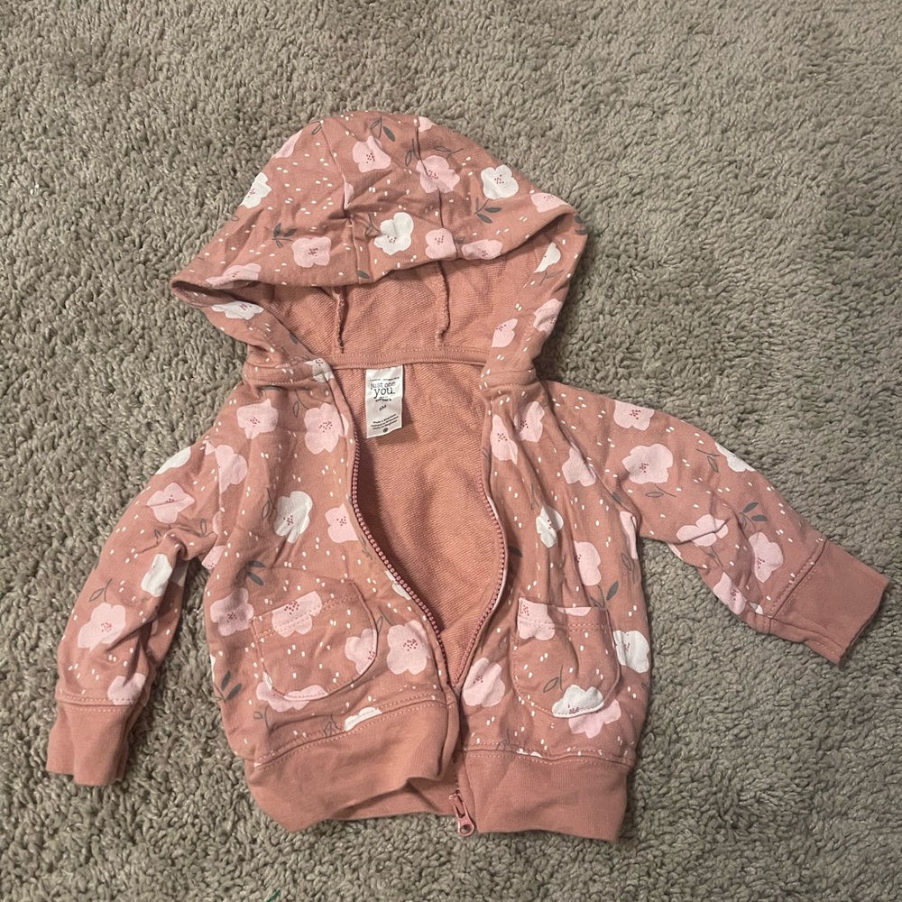 Carters 6 Month Pink Floral Hoodie